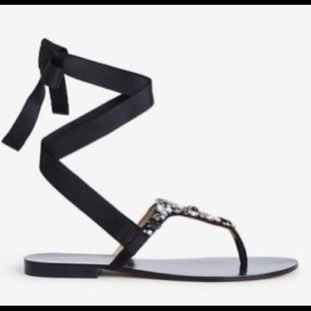 Ann Taylor NIB Jeweled Lace Up Thong Sandals